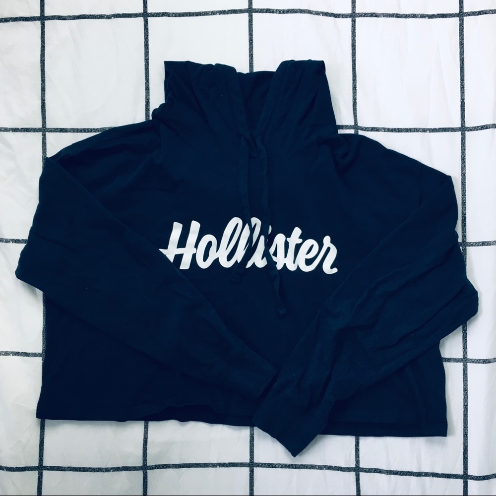 ✰ hollister cropped boyfriend tee hoodie